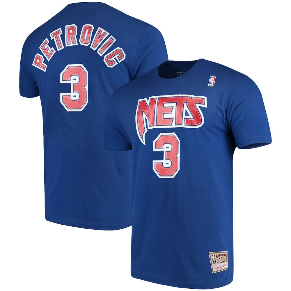 Mitchell & Ness - Drazen Petrovic Brooklyn Nets Hardwood Classics Name & Number Player T-Shirt - Royal