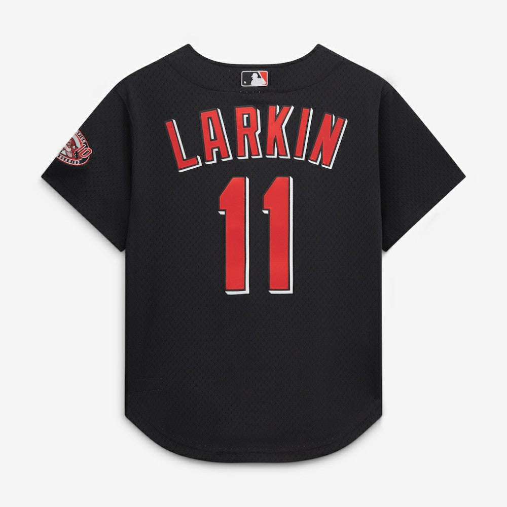 Barry Larkin Cincinnati Reds Mitchell & Ness Cooperstown Collection Mesh Batting Practice Button-Up Jersey - Black | MLB Jerseys