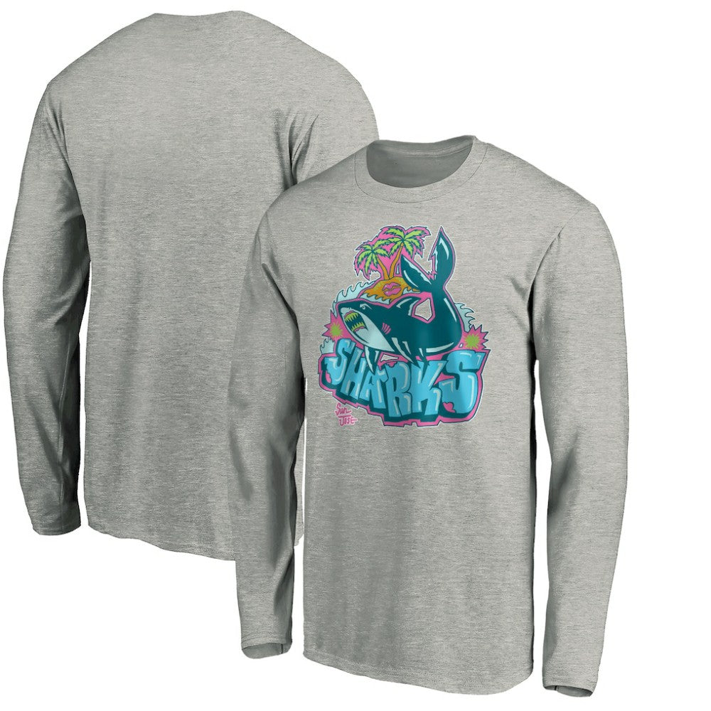 San Jose Sharks - Graffiti Shark Long Sleeve T-Shirt Heather Gray