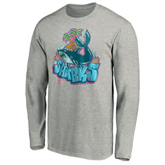 San Jose Sharks - Graffiti Shark Long Sleeve T-Shirt Heather Gray
