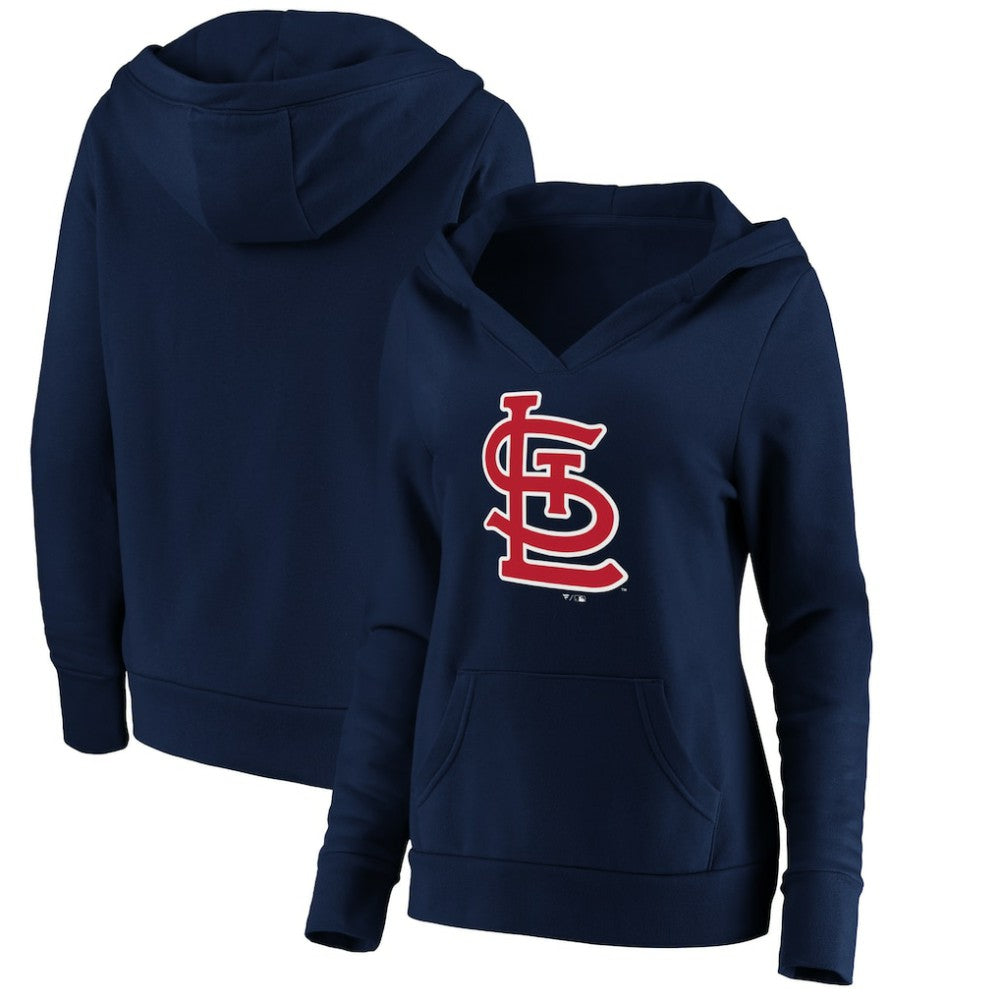 St. Louis Cardinals Fanatics Women's Official Logo Crossover V-Neck Pullover Hoodie Sale