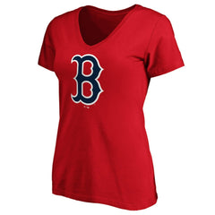 Boston Red Sox Fanatics Women's Core Official Logo V-Neck T-Shirt Online