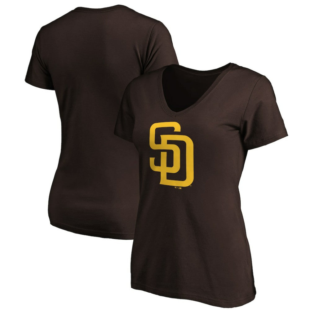 San Diego Padres Fanatics Women's Core Official Logo V-Neck T-Shirt for sale