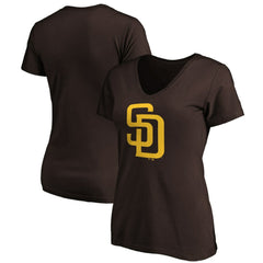 San Diego Padres Fanatics Women's Core Official Logo V-Neck T-Shirt for sale