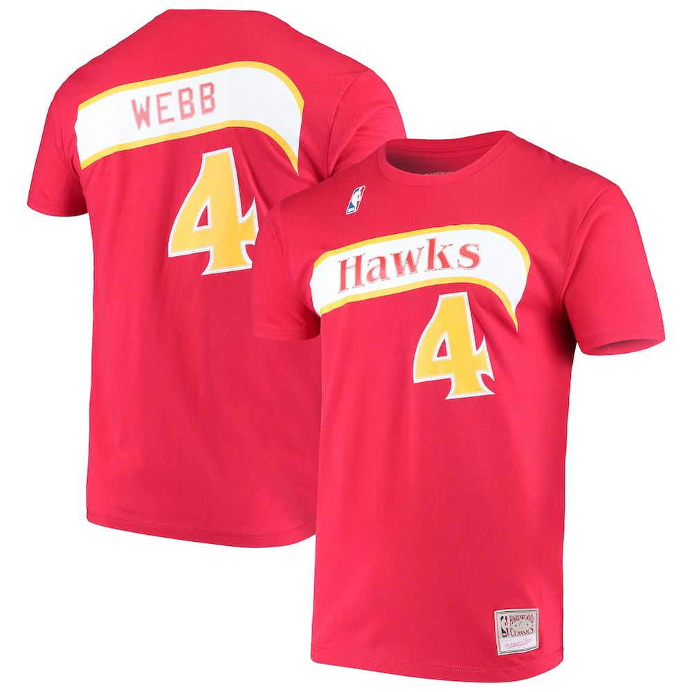 Mitchell & Ness - Spud Webb Atlanta Hawks Hardwood Classics Name & Number T-Shirt - Red