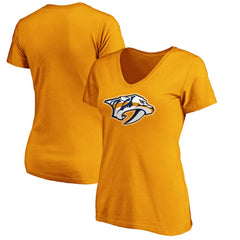 Nashville Predators - Fanatics Women's Primary Logo V-Neck T-Shirt Gold