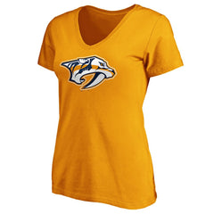 Nashville Predators - Fanatics Women's Primary Logo V-Neck T-Shirt Gold