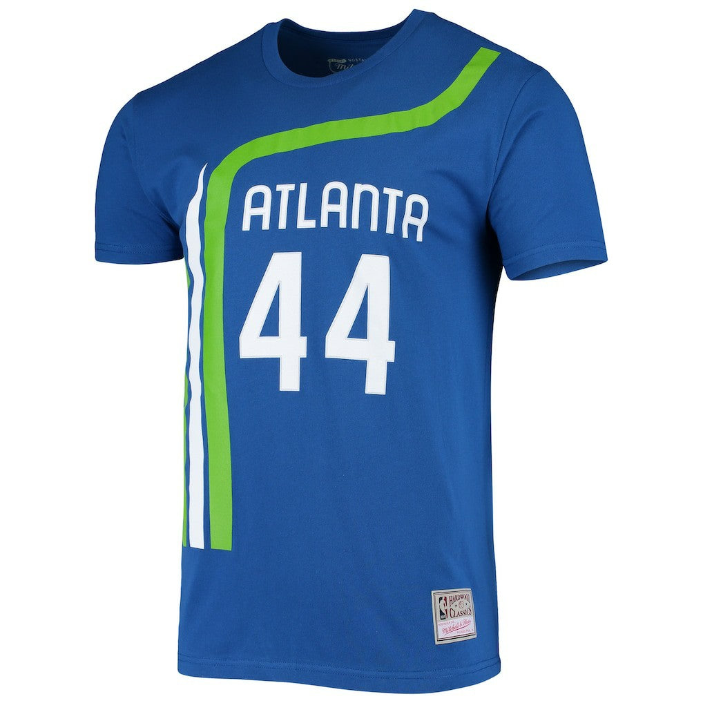 Mitchell & Ness - Pete Maravich Atlanta Hawks Hardwood Classics Stitch Name & Number T-Shirt - Blue