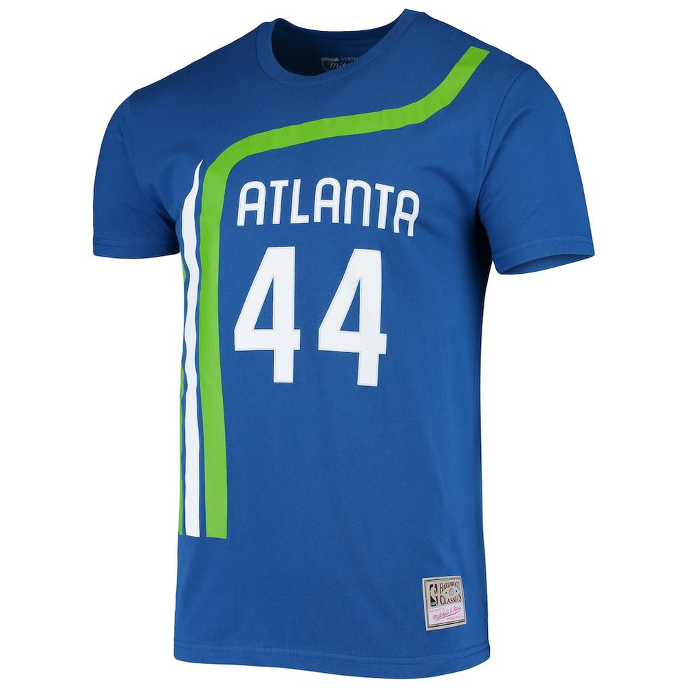 Mitchell & Ness - Pete Maravich Atlanta Hawks Hardwood Classics Stitch Name & Number T-Shirt - Blue