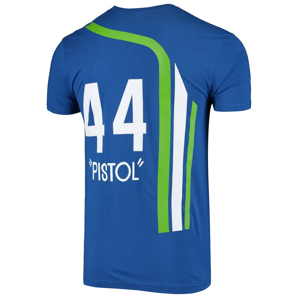 Mitchell & Ness - Pete Maravich Atlanta Hawks Hardwood Classics Stitch Name & Number T-Shirt - Blue