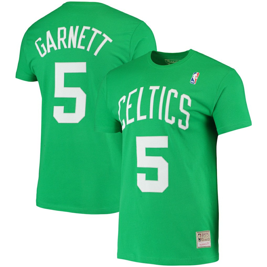 Mitchell & Ness - Kevin Garnett Boston Celtics Hardwood Classics Stitch Name & Number T-Shirt - Kelly Green