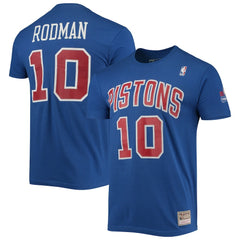 Mitchell & Ness - Dennis Rodman Detroit Pistons Hardwood Classics Stitch Name & Number T-Shirt - Blue