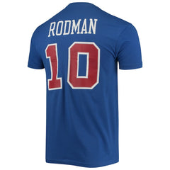 Mitchell & Ness - Dennis Rodman Detroit Pistons Hardwood Classics Stitch Name & Number T-Shirt - Blue