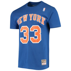 Mitchell & Ness - Patrick Ewing New York Knicks Hardwood Classics Stitch Name & Number T-Shirt - Blue