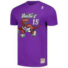 Mitchell & Ness - Vince Carter Toronto Raptors Hardwood Classics Stitch Name & Number T-Shirt - Purple