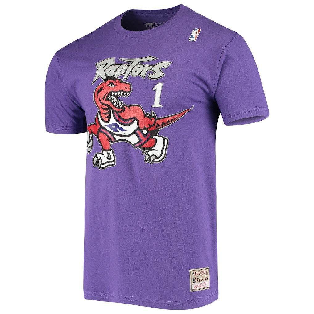 Mitchell & Ness - Tracy McGrady Toronto Raptors Hardwood Classics Stitch Name & Number T-Shirt - Purple