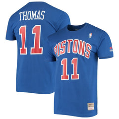 Mitchell & Ness - Isiah Thomas Detroit Pistons Hardwood Classics Stitch Name & Number T-Shirt - Blue