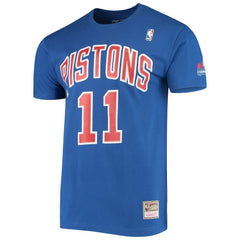 Mitchell & Ness - Isiah Thomas Detroit Pistons Hardwood Classics Stitch Name & Number T-Shirt - Blue