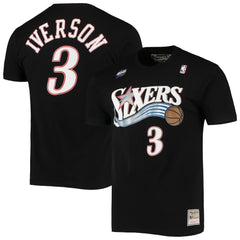 Mitchell & Ness - Allen Iverson Philadelphia 76ers Hardwood Classics Stitch Name & Number T-Shirt - Black