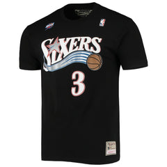 Mitchell & Ness - Allen Iverson Philadelphia 76ers Hardwood Classics Stitch Name & Number T-Shirt - Black