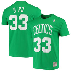 Mitchell & Ness - Larry Bird Boston Celtics Hardwood Classics Stitch Name & Number T-Shirt - Kelly Green