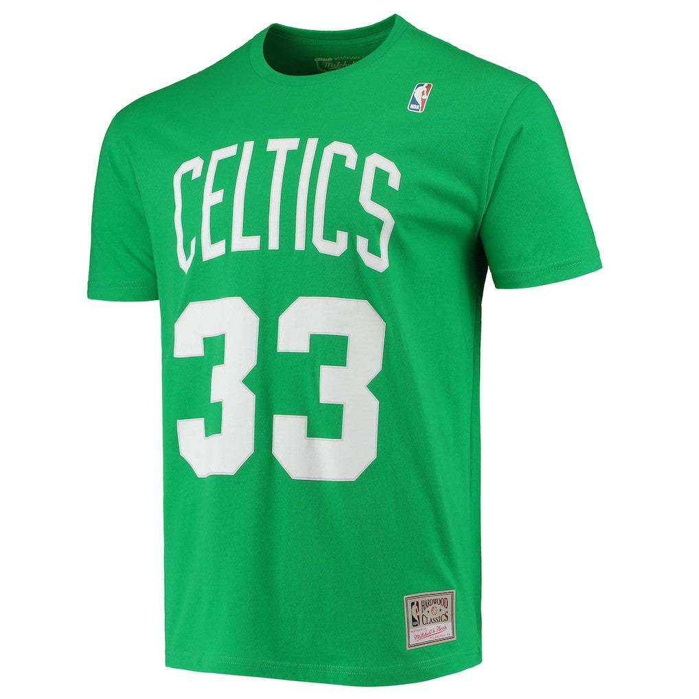 Mitchell & Ness - Larry Bird Boston Celtics Hardwood Classics Stitch Name & Number T-Shirt - Kelly Green
