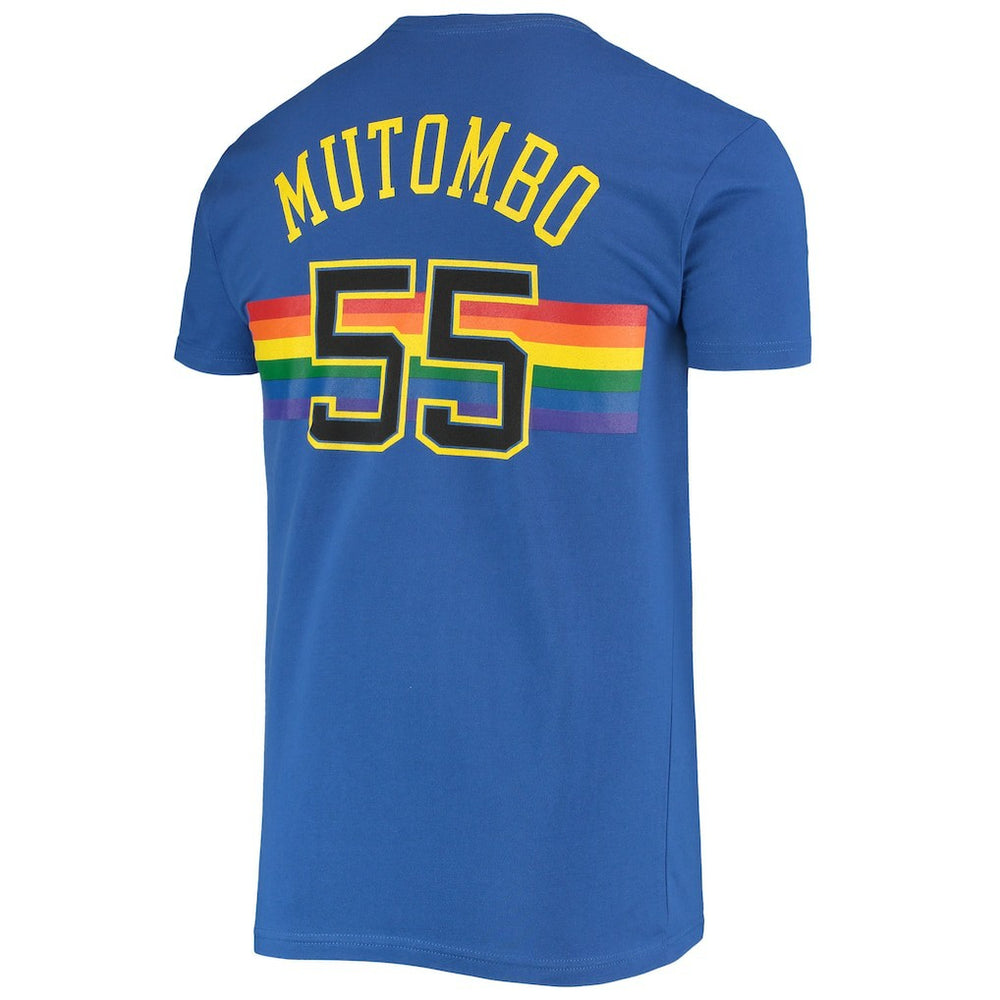 Mitchell & Ness - Dikembe Mutombo Denver Nuggets Hardwood Classics Stitch Name & Number T-Shirt - Royal