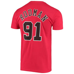 Mitchell & Ness - Dennis Rodman Chicago Bulls Hardwood Classics Stitch Name & Number T-Shirt - Red