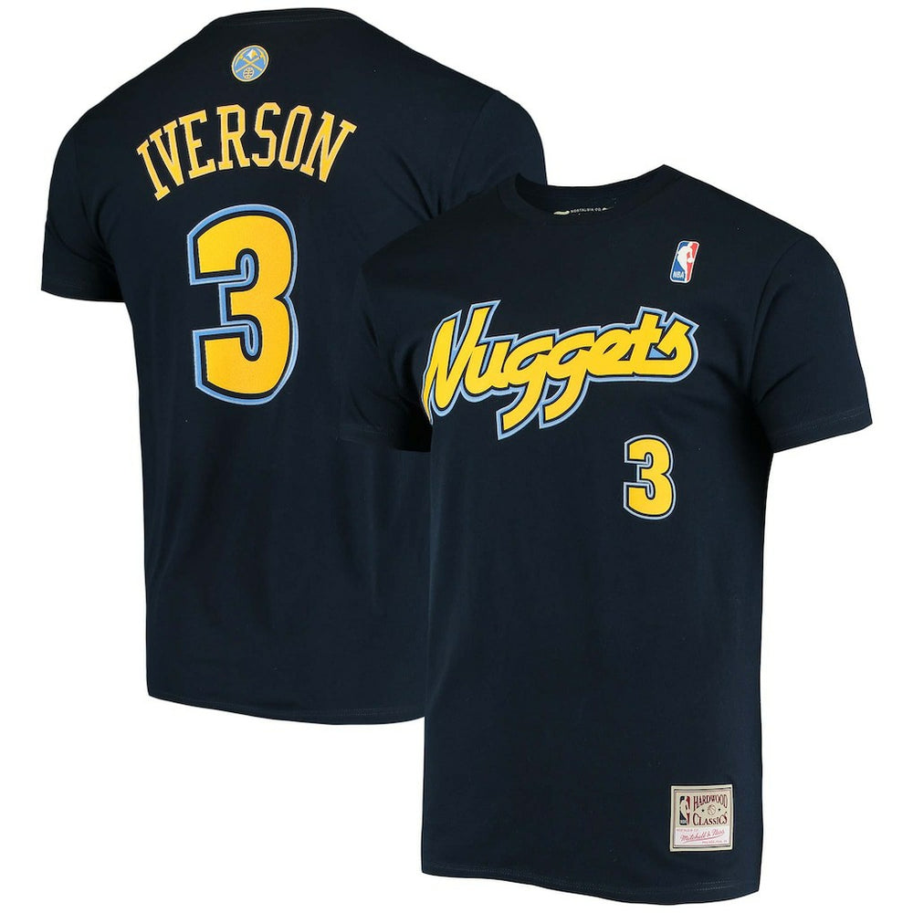 Mitchell & Ness - Allen Iverson Denver Nuggets Hardwood Classics Stitch Name & Number T-Shirt - Navy