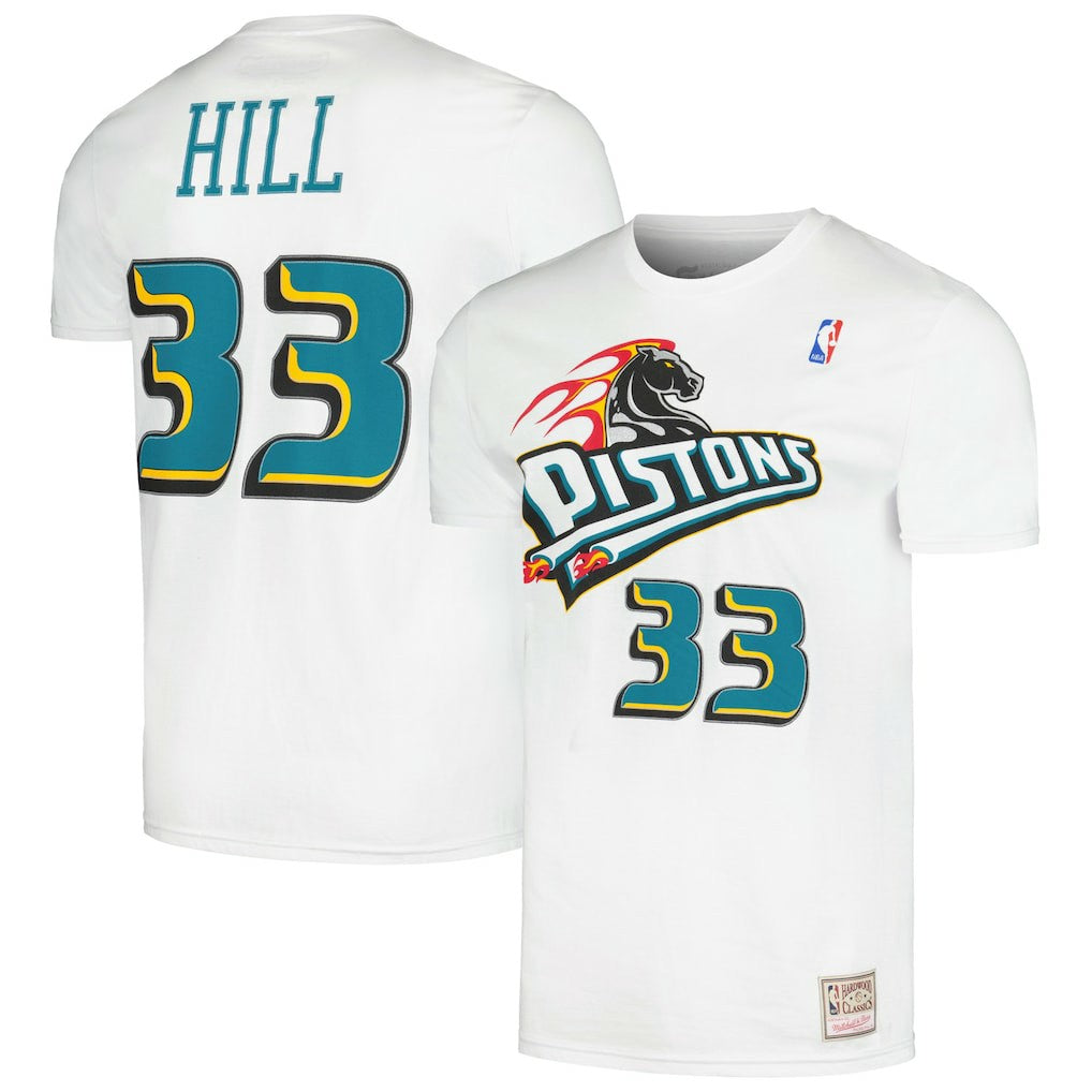 Mitchell & Ness - Grant Hill Detroit Pistons Hardwood Classics Stitch Name & Number T-Shirt - White