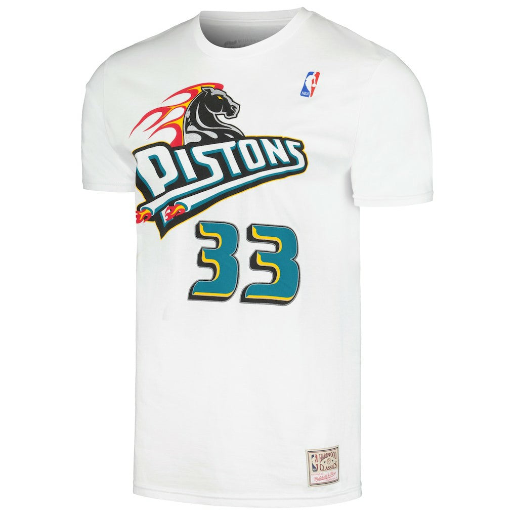 Mitchell & Ness - Grant Hill Detroit Pistons Hardwood Classics Stitch Name & Number T-Shirt - White