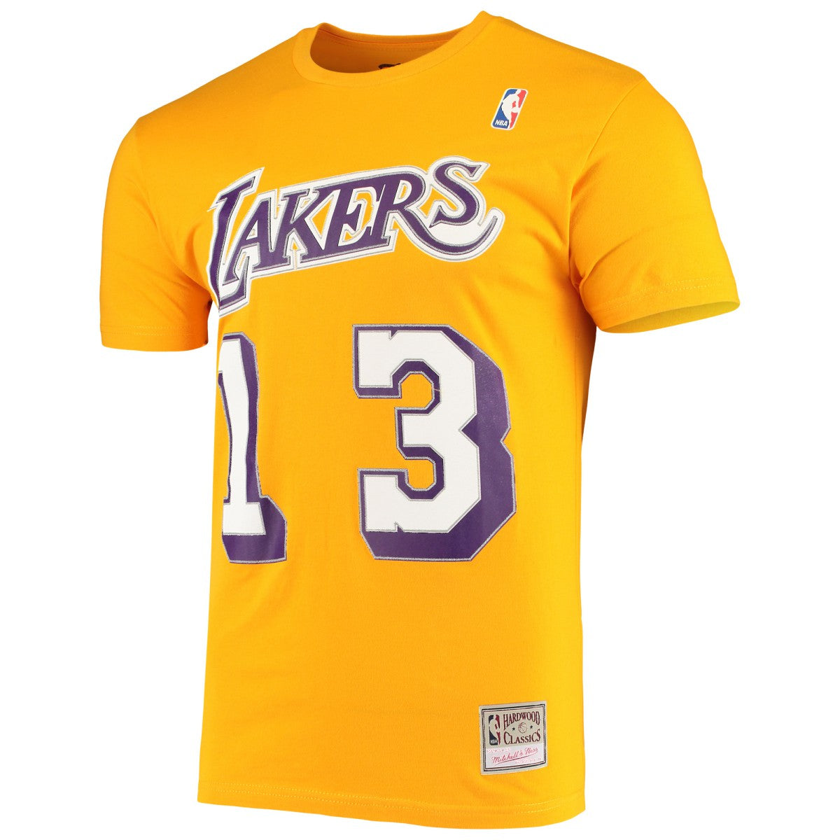 Mitchell & Ness - Wilt Chamberlain Los Angeles Lakers Hardwood Classics Stitch Name & Number T-Shirt - Gold