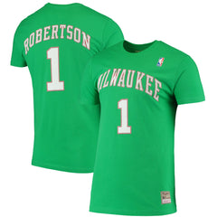 Mitchell & Ness - Oscar Robertson Milwaukee Bucks Hardwood Classics Stitch Name & Number T-Shirt - Green