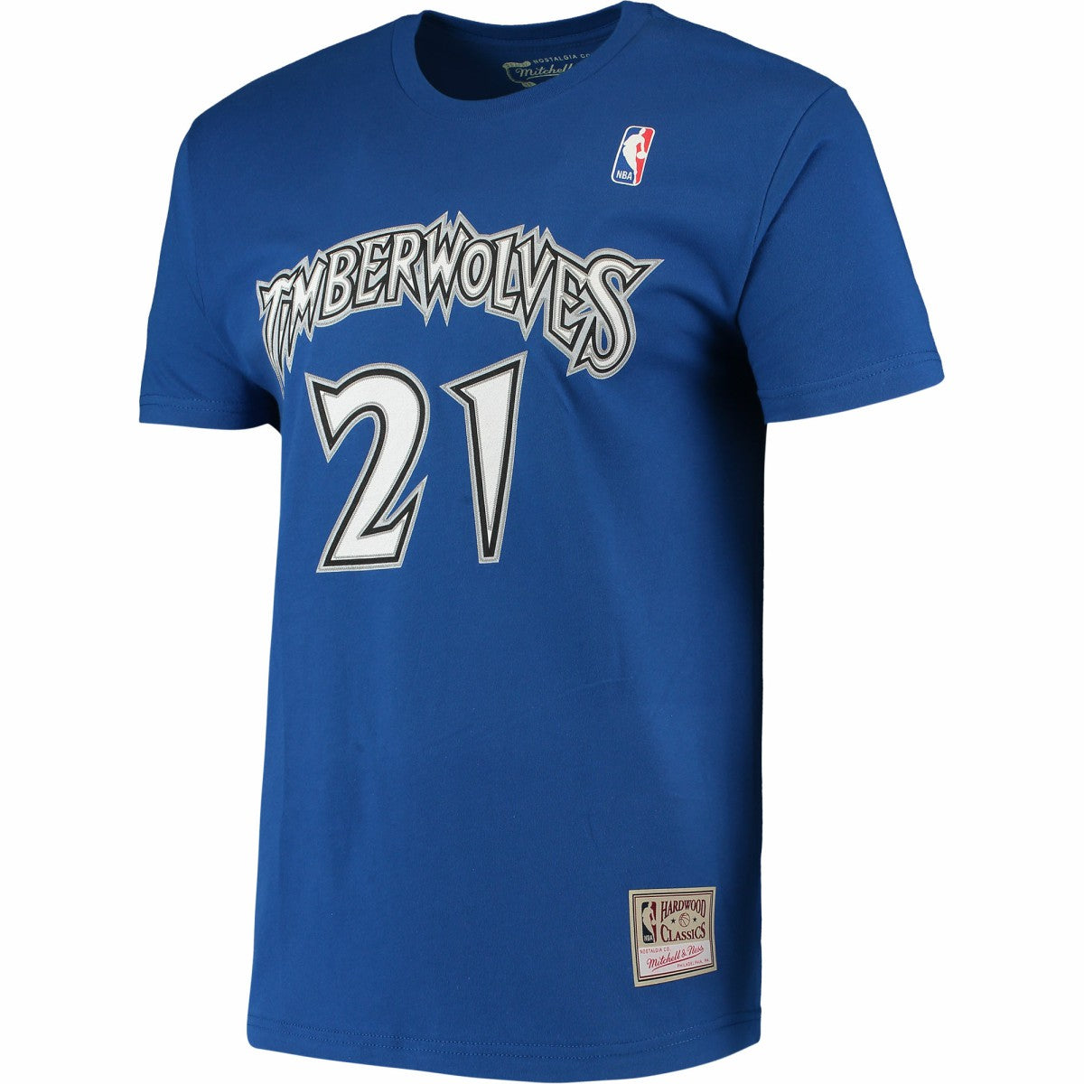 Mitchell & Ness - Kevin Garnett Minnesota Timberwolves Hardwood Classics Stitch Name & Number T-Shirt - Blue