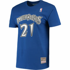 Mitchell & Ness - Kevin Garnett Minnesota Timberwolves Hardwood Classics Stitch Name & Number T-Shirt - Blue