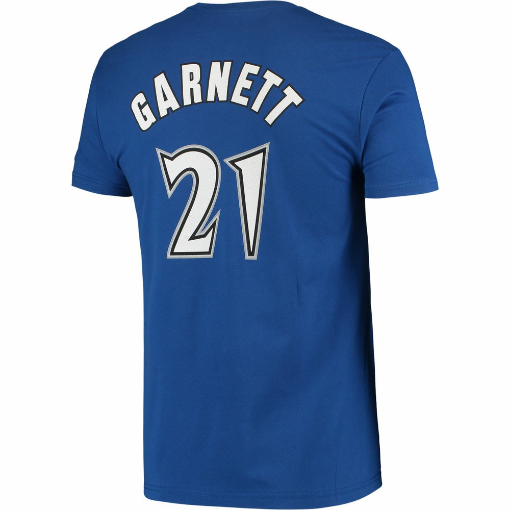 Mitchell & Ness - Kevin Garnett Minnesota Timberwolves Hardwood Classics Stitch Name & Number T-Shirt - Blue