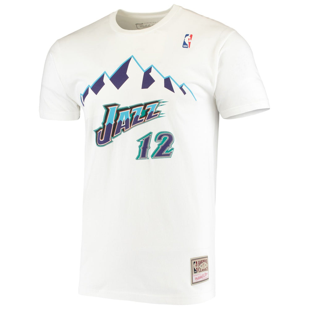 Mitchell & Ness - John Stockton Utah Jazz Hardwood Classics Stitch Name & Number T-Shirt - White