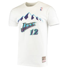 Mitchell & Ness - John Stockton Utah Jazz Hardwood Classics Stitch Name & Number T-Shirt - White