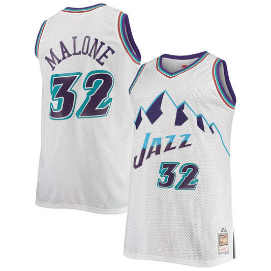 Karl Malone Utah Jazz 1996/97 Big & Tall Hardwood Classics Swingman Jersey - White | NBA Jerseys