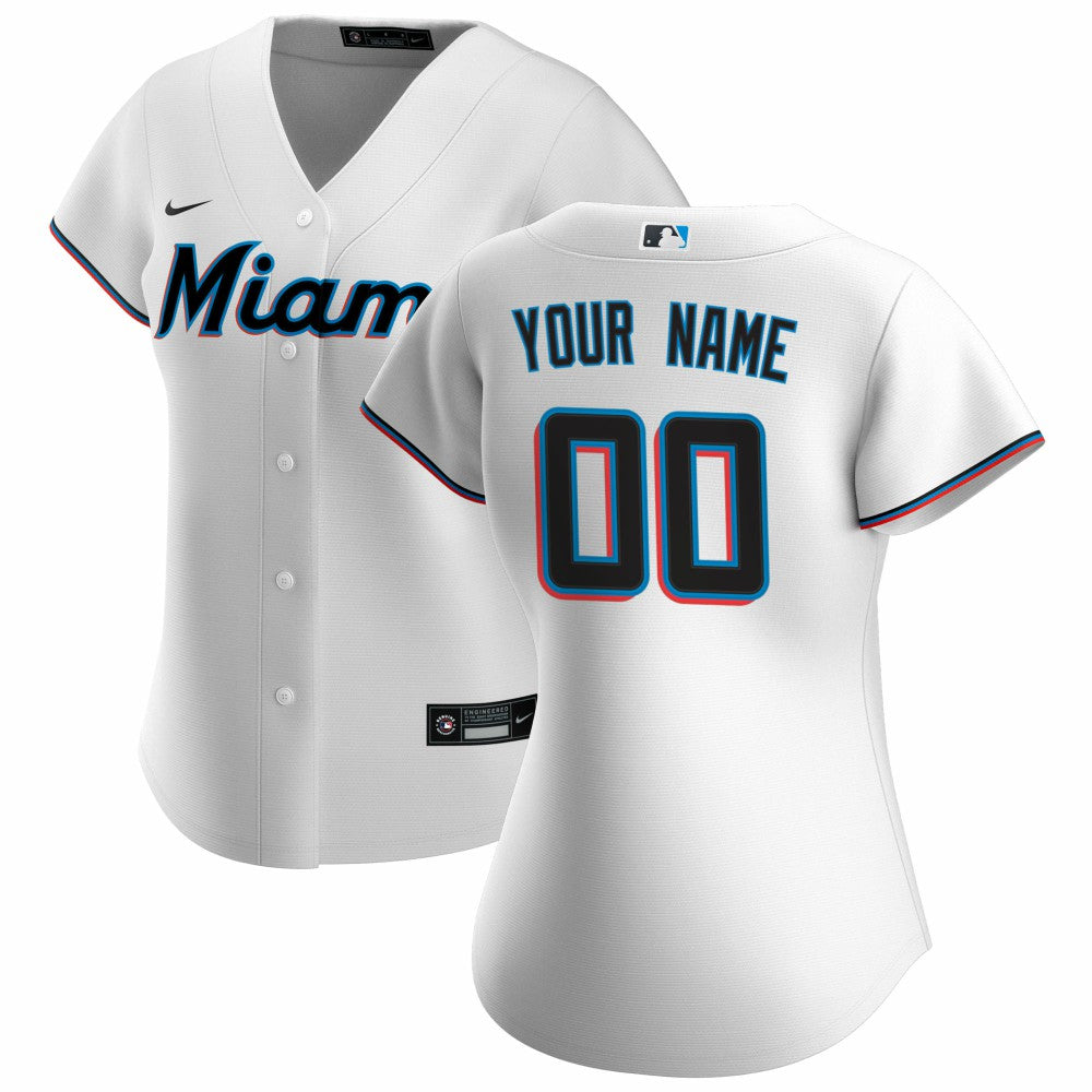 Miami Marlins Nike Women's Home Replica Custom Jersey - White | MLB Jerseys