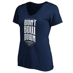 NBA - New Orleans Pelicans Women's Won't Bow Down V-Neck T-Shirt - Navy
