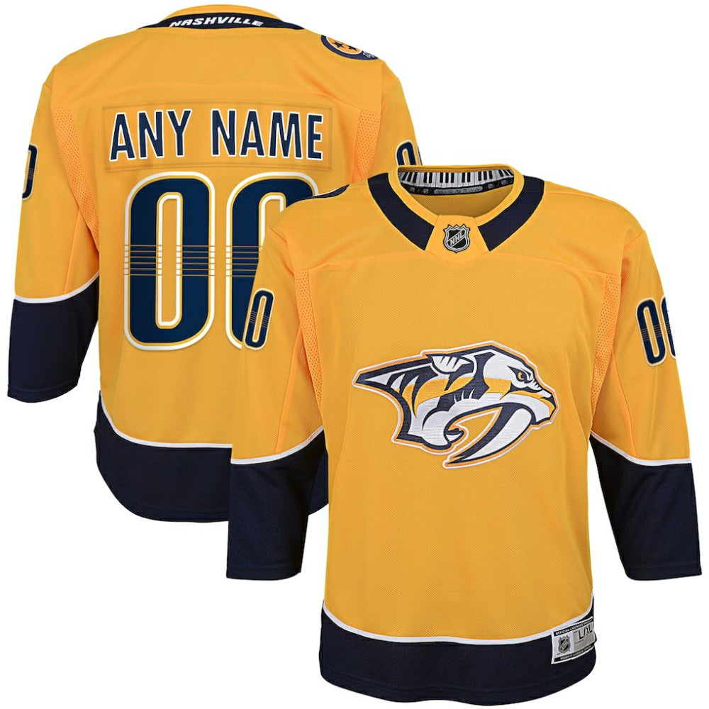 Nashville Predators Youth Home Premier Custom Jersey - Yellow | NHL Jerseys