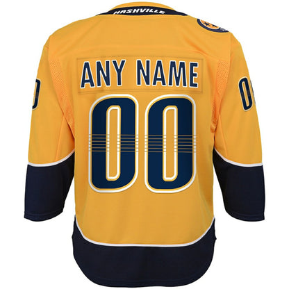 Nashville Predators Youth Home Premier Custom Jersey - Yellow | NHL Jerseys