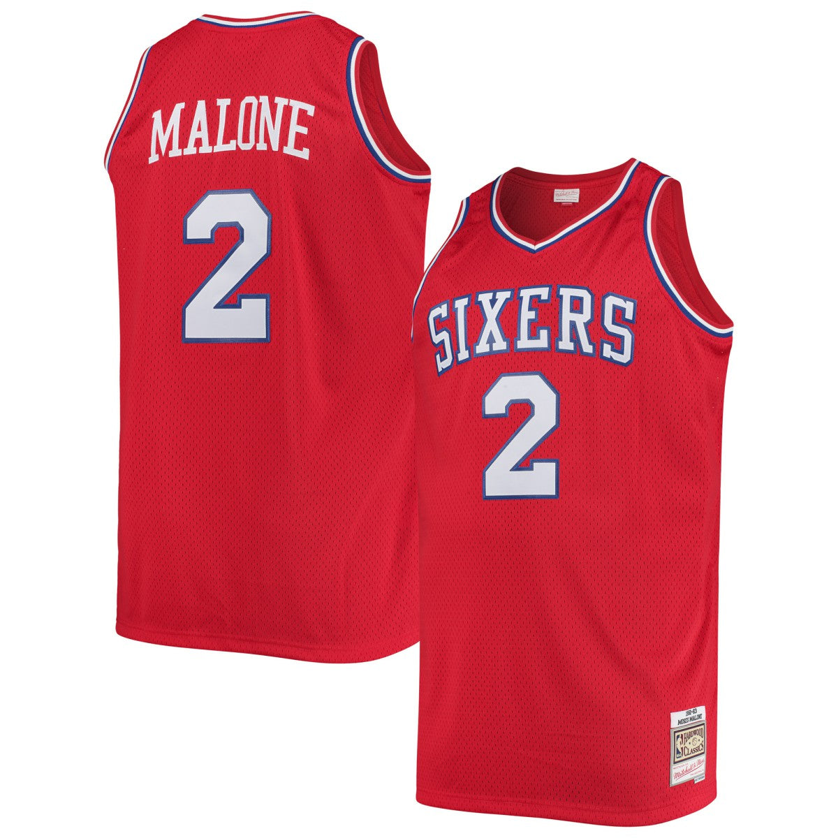Mitchell & Ness - Moses Malone Philadelphia 76ers 1982/83 Big & Tall Hardwood Classics Swingman Jersey - Red