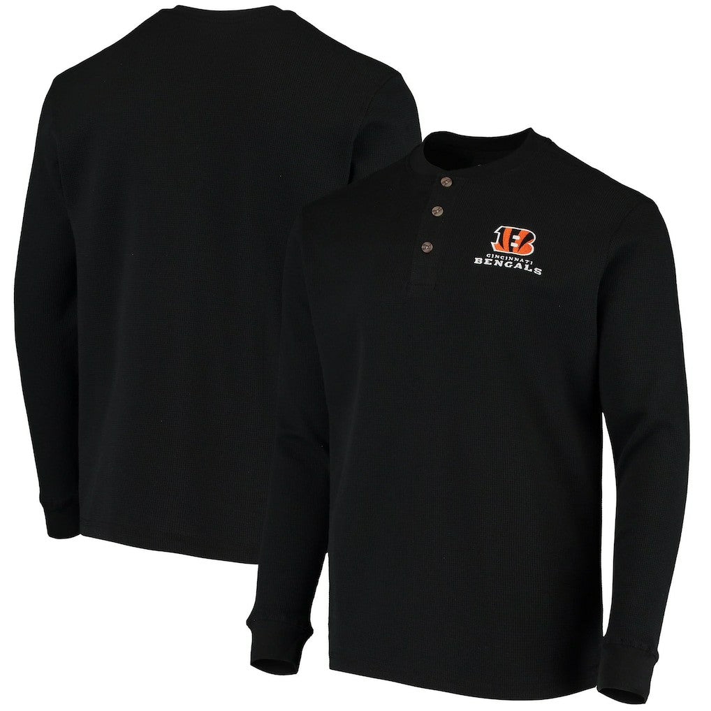 Cincinnati Bengals Dunbrooke Logo Maverick Thermal Henley Long Sleeve T-Shirt Black - NFL