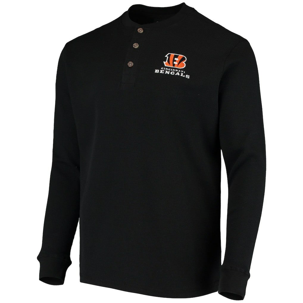 Cincinnati Bengals Dunbrooke Logo Maverick Thermal Henley Long Sleeve T-Shirt Black - NFL