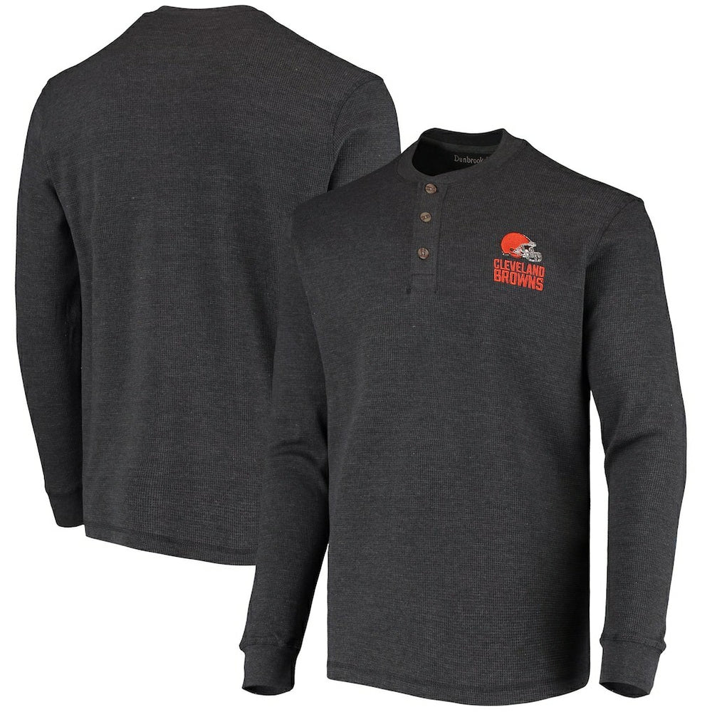 Cleveland Browns Dunbrooke Logo Maverick Thermal Henley Long Sleeve T-Shirt Charcoal - NFL