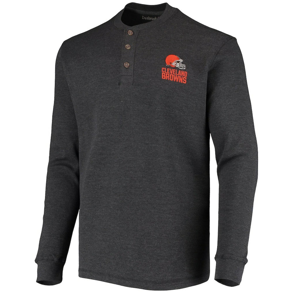 Cleveland Browns Dunbrooke Logo Maverick Thermal Henley Long Sleeve T-Shirt Charcoal - NFL