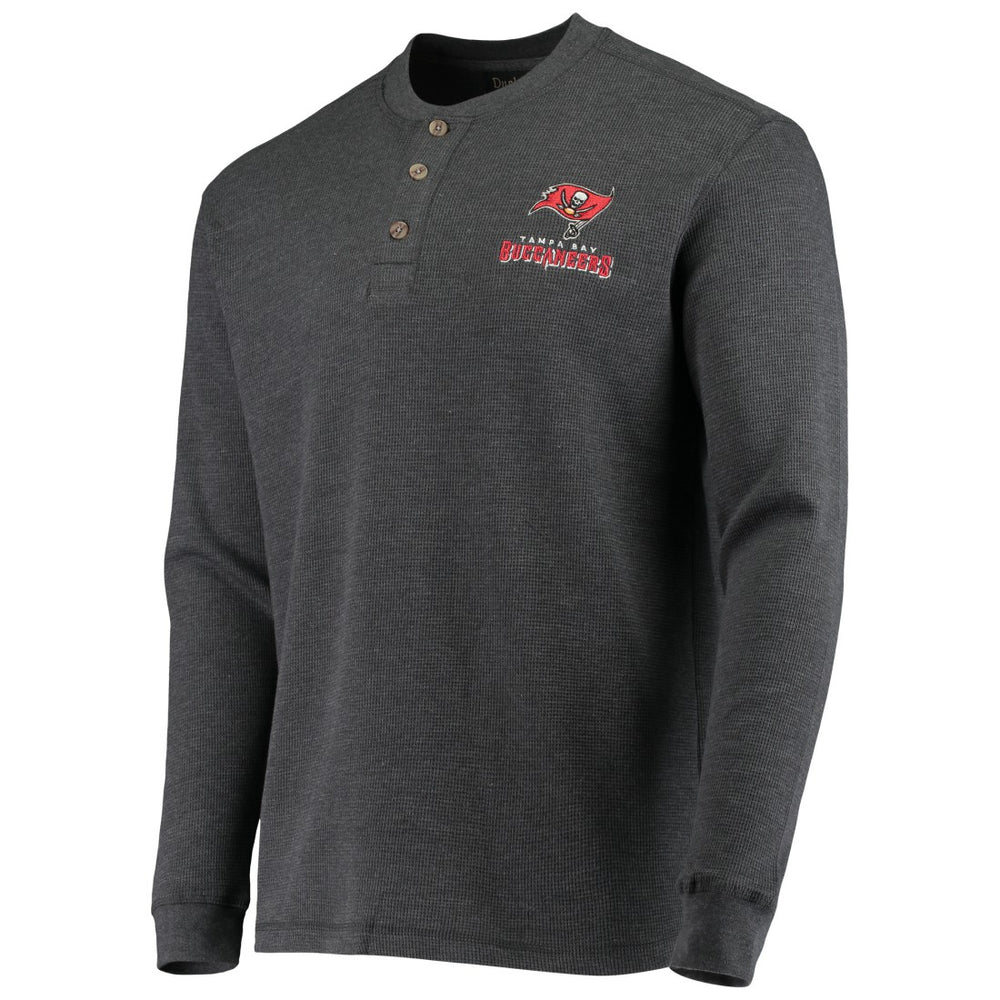 Tampa Bay Buccaneers Dunbrooke Logo Maverick Thermal Henley Long Sleeve T-Shirt Charcoal - NFL