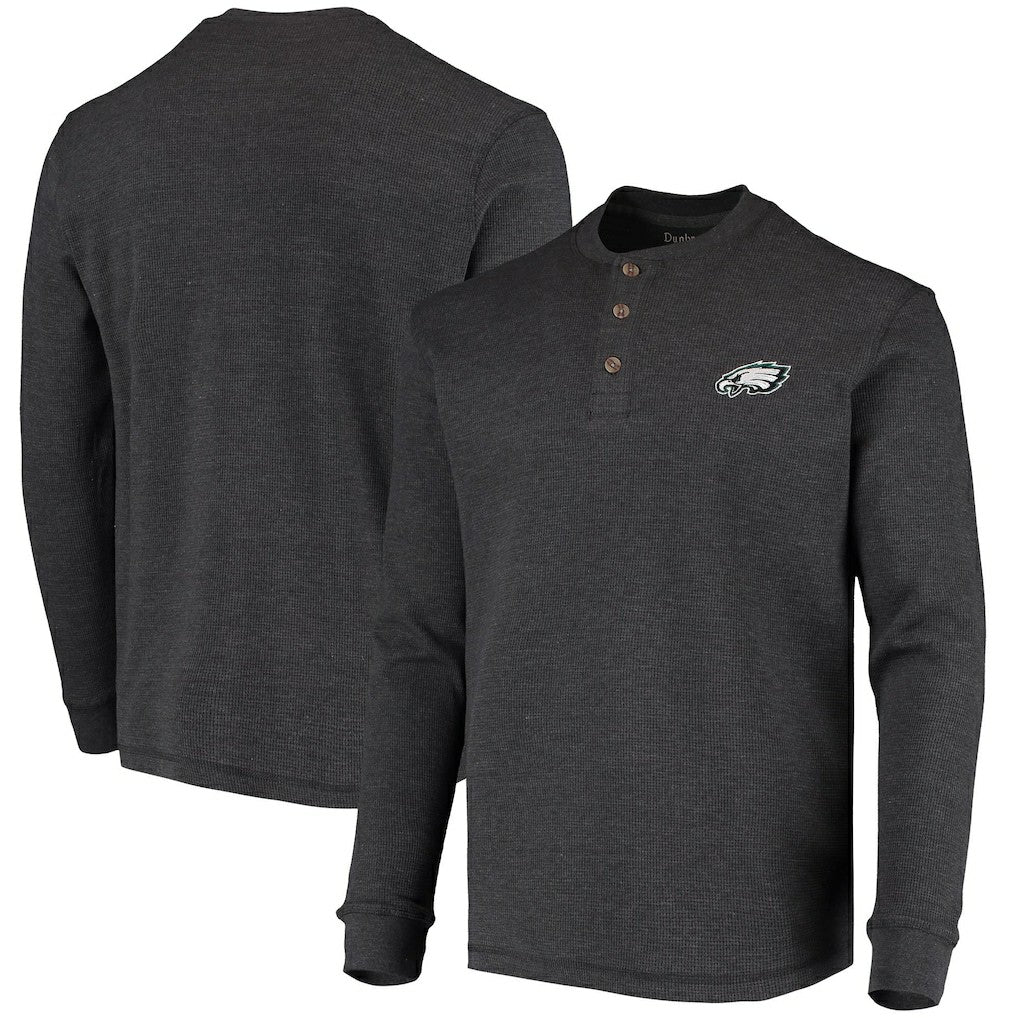 Philadelphia Eagles Dunbrooke Logo Maverick Thermal Henley Long Sleeve T-Shirt Charcoal - NFL